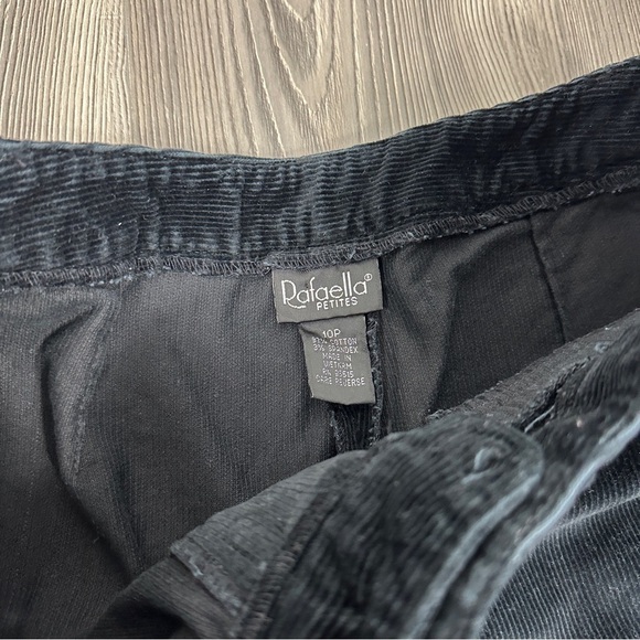 Rafaella Petites Black Corduroy Mid Rise Straight Leg Pants - SIZE 10P - Picture 2 of 3